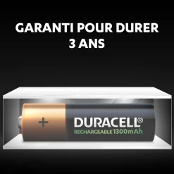 Pile rechargeable Duracell AA 1300 mAh, LR6 - Lot de 4^Gifi