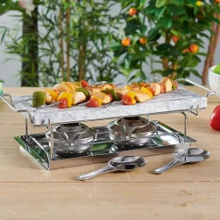 Gifi Petit Électroménager^Plancha pierre à cuire marbre avec plateau métal