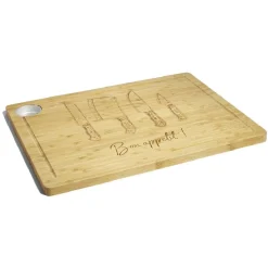 Gifi Préparation Culinaire^Planche à découper bambou avec rigole et récupérateur de jus 38x28x1,5cm