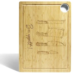 Gifi Préparation Culinaire^Planche à découper bambou avec rigole et récupérateur de jus 38x28x1,5cm