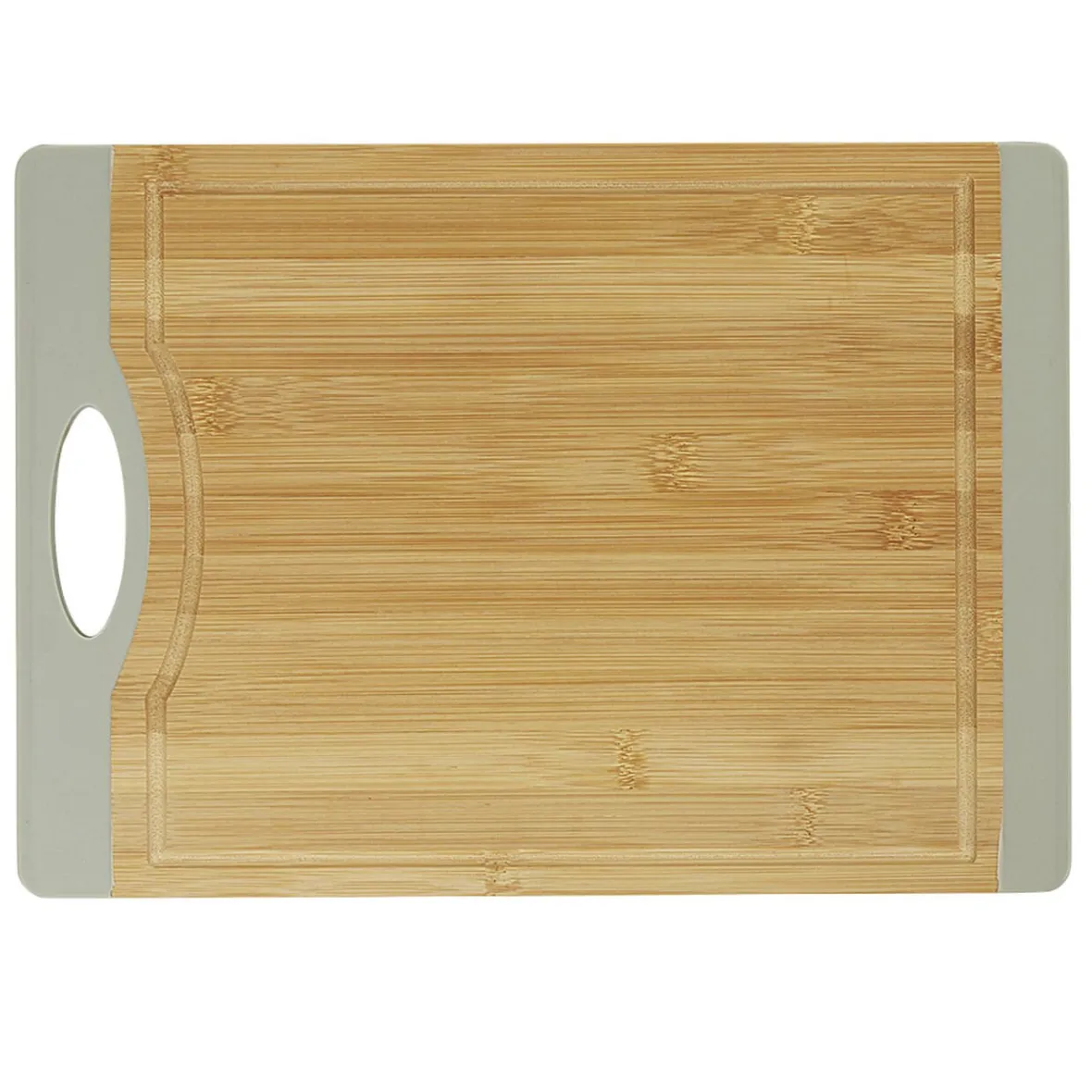 Gifi Préparation Culinaire^Planche à découper bambou bord silicone gris