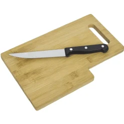 Gifi Préparation Culinaire^Planche à découper en bambou avec couteau