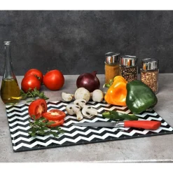 Gifi Préparation Culinaire^Planche à découper noire et blanche motif zigzag