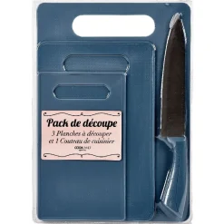Gifi Préparation Culinaire^Planche à découper X 3 et couteau du chef inox