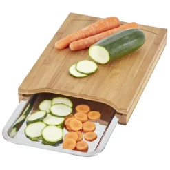 Gifi Préparation Culinaire^Planche à decouper en bambou avec bac récupérateur inox