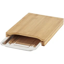 Gifi Préparation Culinaire^Planche à decouper en bambou avec bac récupérateur inox
