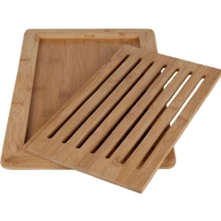 Gifi Préparation Culinaire^Planche à pain en bambou avec récupérateur de miettes 38x34x H1,5cm