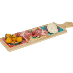 Gifi Préparation Culinaire^Planche de présentation apéritif bambou carreaux céramique 46,5x13x1cm