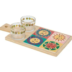 Gifi Préparation Culinaire^Planche de présentation apéritif bambou avec 2 ramequins 32x17x1cm