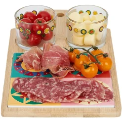 Gifi Préparation Culinaire^Planche de présentation apéritif bambou avec 2 ramequins 32x17x1cm