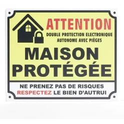 Plaque signalétique "Attention, maison protégée" - 24x20 cm^Gifi Online