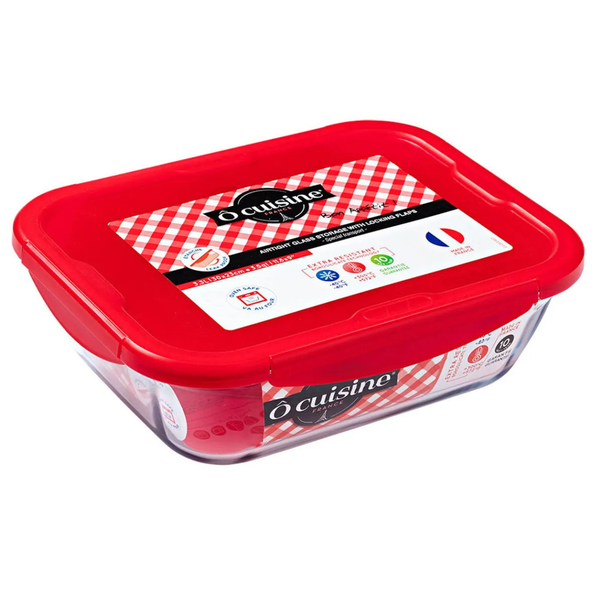Gifi Conservation Alimentaire^Plat à four avec couvercle hermétique Ô Cuisine 30x23 cm