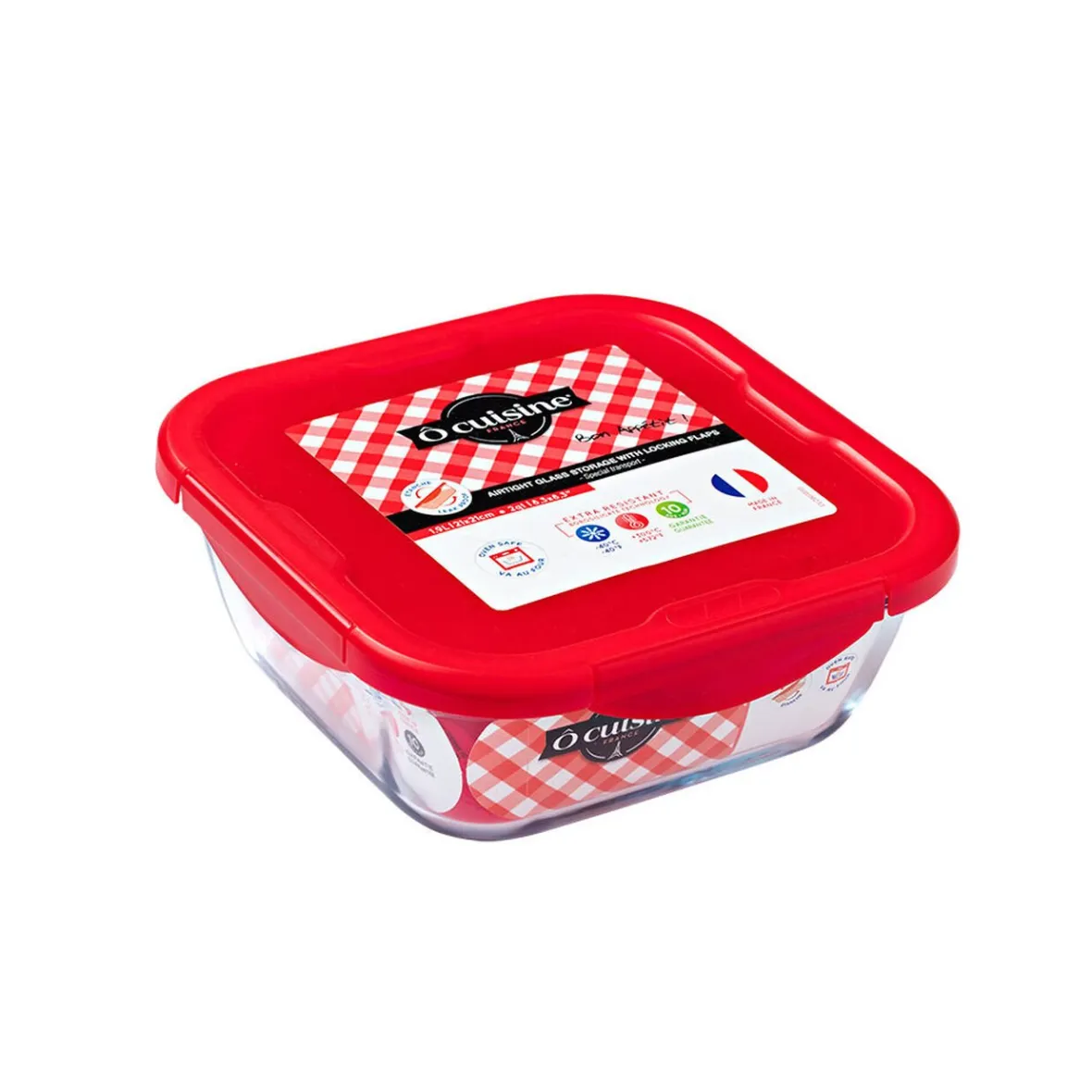 Gifi Conservation Alimentaire^Plat à four avec couvercle hermétique Ô Cuisine 21x21 cm
