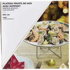 Gifi Préparation Culinaire^Plateau à huîtres et fruits de mer avec support inox