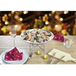 Gifi Préparation Culinaire^Plateau à huîtres et fruits de mer avec support inox