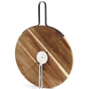 Gifi Préparation Culinaire^Plateau à pizza en bois avec roulette en acier