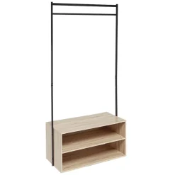 Sale Portant avec range-chaussures noir naturel Rangement