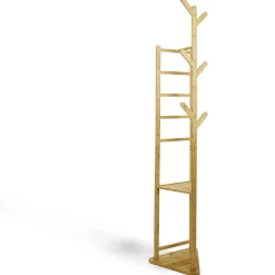 Best Portant bambou avec penderie et étagères sur 2 niveaux 36x36xH168cm Rangement