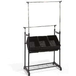 Sale Portant vêtements double avec 3 panières Rangement