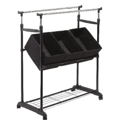 Sale Portant vêtements double avec 3 panières Rangement