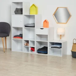 Sale Porte Box Cube bois blanc Rangement
