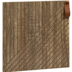 Best Porte Box Cube 32,2x32,2x1,2cm bois sculpté marron Rangement