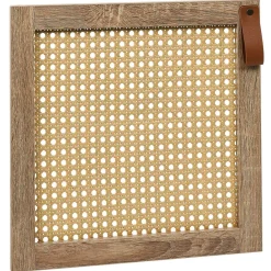 Outlet Porte cannage Box Cube 32,2x32,2x1,2cm bois marron Rangement