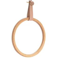 Porte serviette anneau en bois et cuir^Gifi