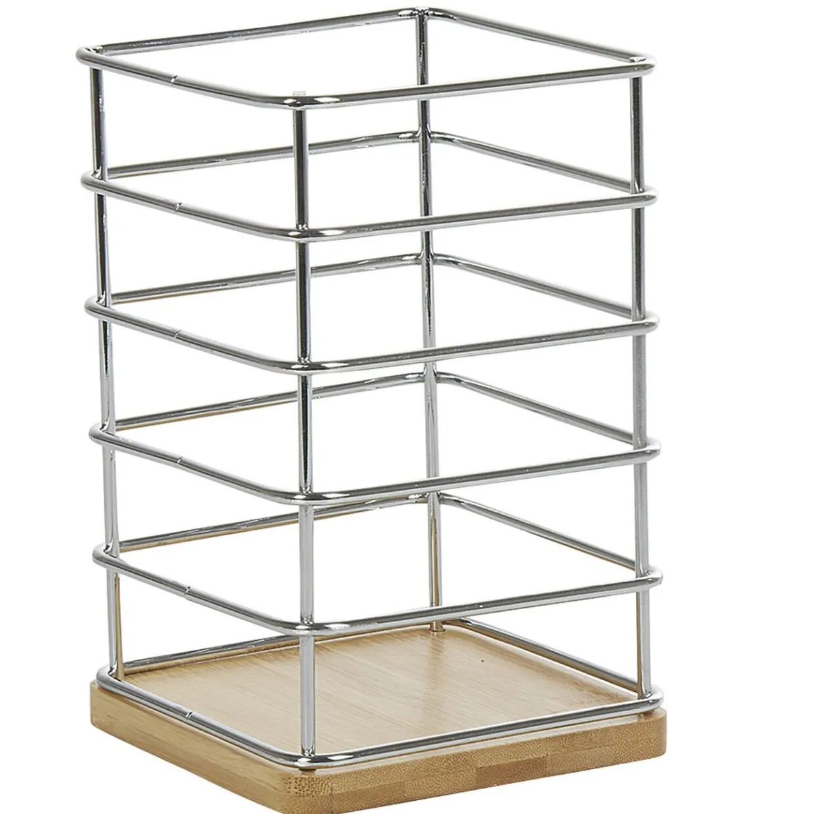 Gifi Rangement De Cuisine^Porte ustensiles de cuisine en métal avec socle en bambou