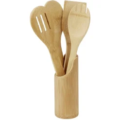 Gifi Préparation Culinaire^Pot avec 4 ustensiles de cuisine en bambou