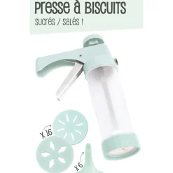 Gifi Préparation Culinaire^Presse à biscuits sucrés/salés 16 disques et 6 douilles
