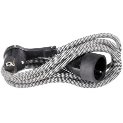 Rallonge textile 3m noir et blanc^Gifi Discount