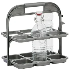 Gifi Rangement De Cuisine^Range bouteille pliable gris 6 emplacements