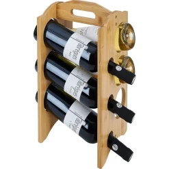 Gifi Rangement De Cuisine^Range bouteille vertical 6 emplacements bambou 40x20xH17,8cm