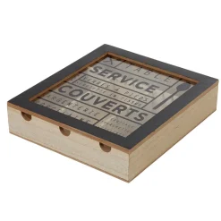 Gifi Conservation Alimentaire^Range couvert mdf naturel couvercle transparent imprimé noir