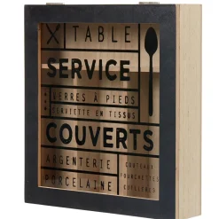 Gifi Conservation Alimentaire^Range couvert mdf naturel couvercle transparent imprimé noir