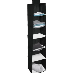 Best Range vêtements dressing 6 compartiments noir Rangement