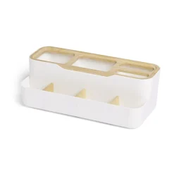 Rangement salle de bain bambou et plastique blanc^Gifi Hot