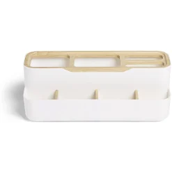 Rangement salle de bain bambou et plastique blanc^Gifi Hot