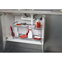 Gifi Rangement De Cuisine^Rangement sous évier extensible argenté