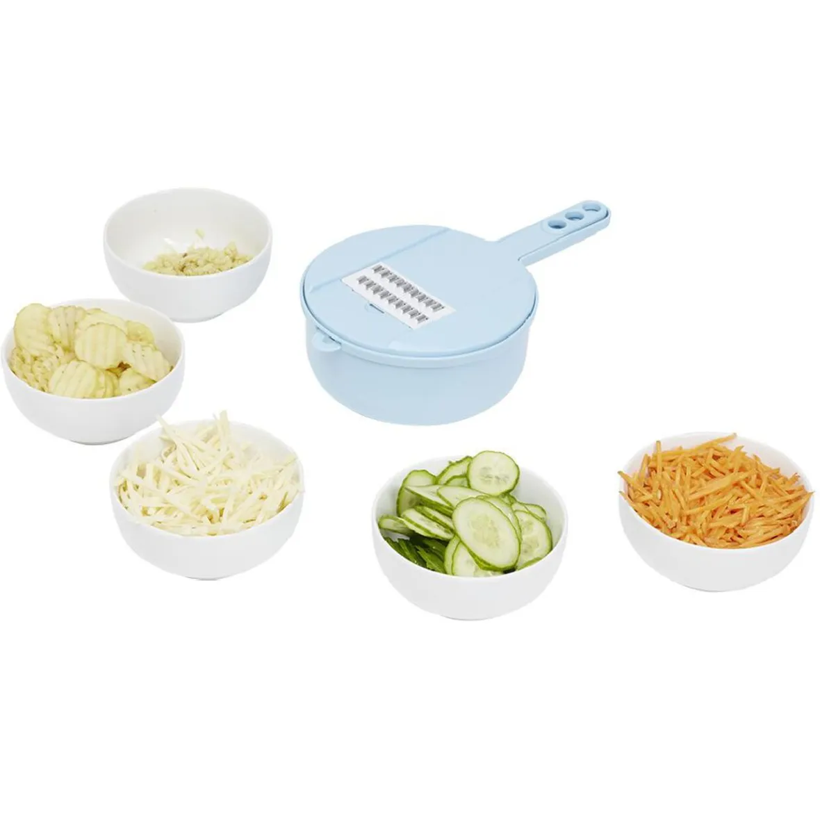 Gifi Préparation Culinaire^Récipient 6-en-1 avec passoire et accessoires de coupe
