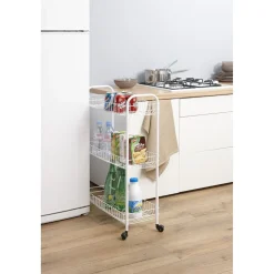 Gifi Rangement De Cuisine^Resserre à légumes étroite blanche Metaltex