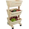 Gifi Rangement De Cuisine^Resserre légume en bois 3 niveaux à roulettes