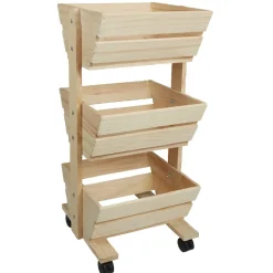 Gifi Rangement De Cuisine^Resserre légume en bois 3 niveaux à roulettes