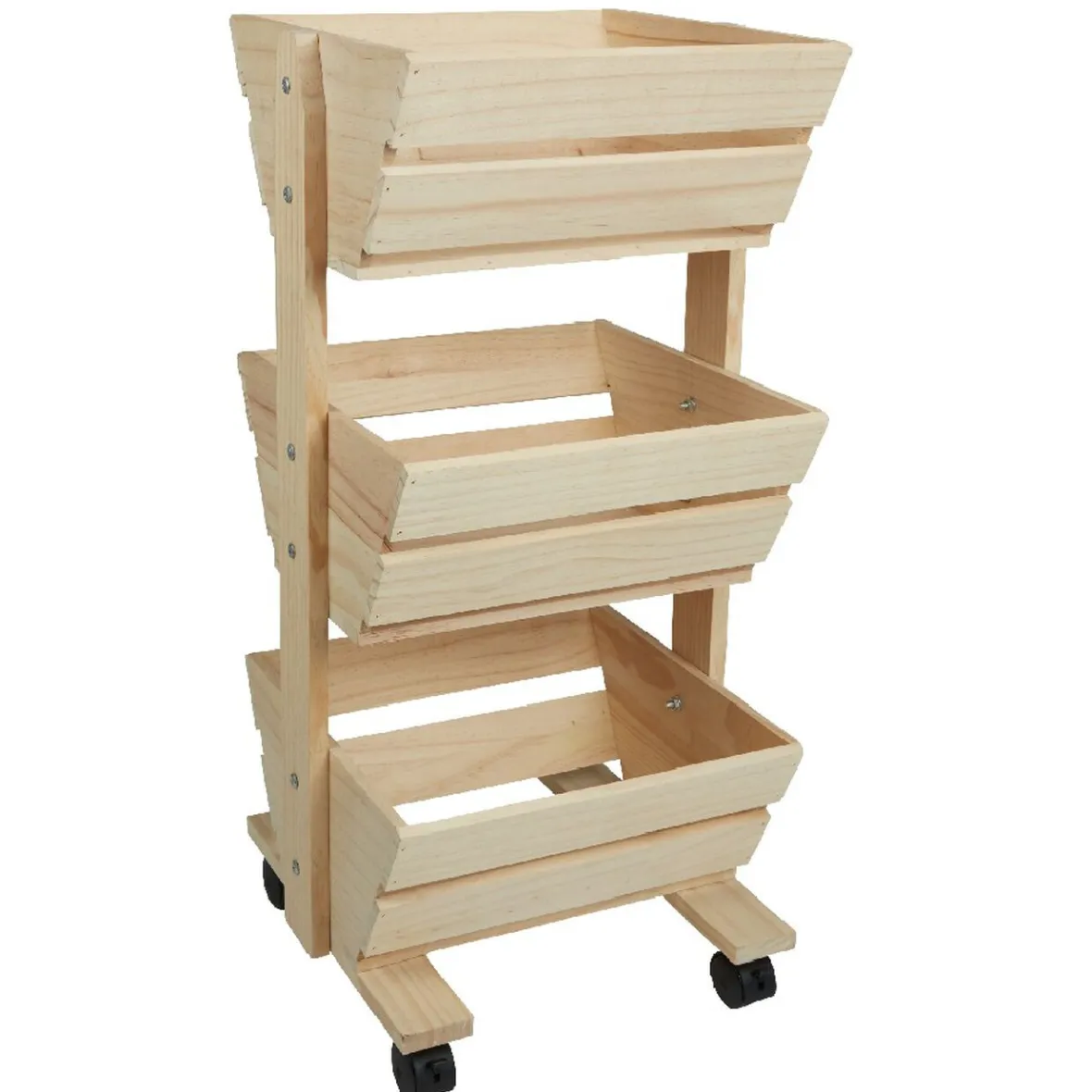Gifi Rangement De Cuisine^Resserre légume en bois 3 niveaux à roulettes