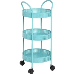 Gifi Rangement De Cuisine^Resserre légumes à roulettes bleu turquoise
