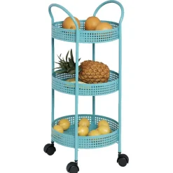 Gifi Rangement De Cuisine^Resserre légumes à roulettes bleu turquoise