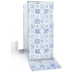 Rideau de douche 12 anneaux et tapis de bain assorti^Gifi Discount