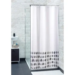 Rideau de douche blanc motif galet^Gifi Discount