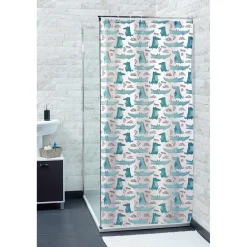 Rideau de douche blanc motif crocodiles^Gifi
